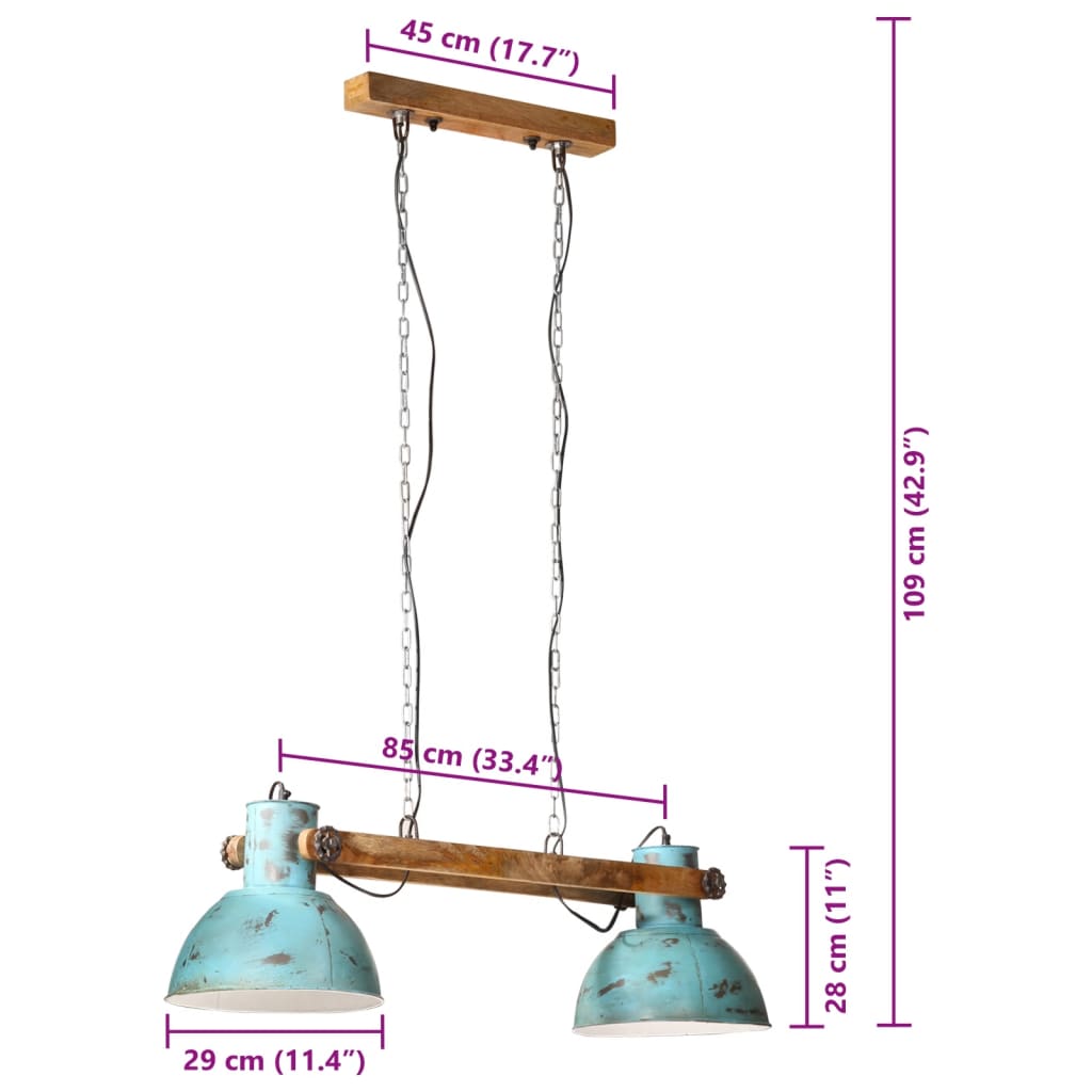 Lampada Pensile 25 W Blu Anticato 85x28x109 cm E27 | homemem39