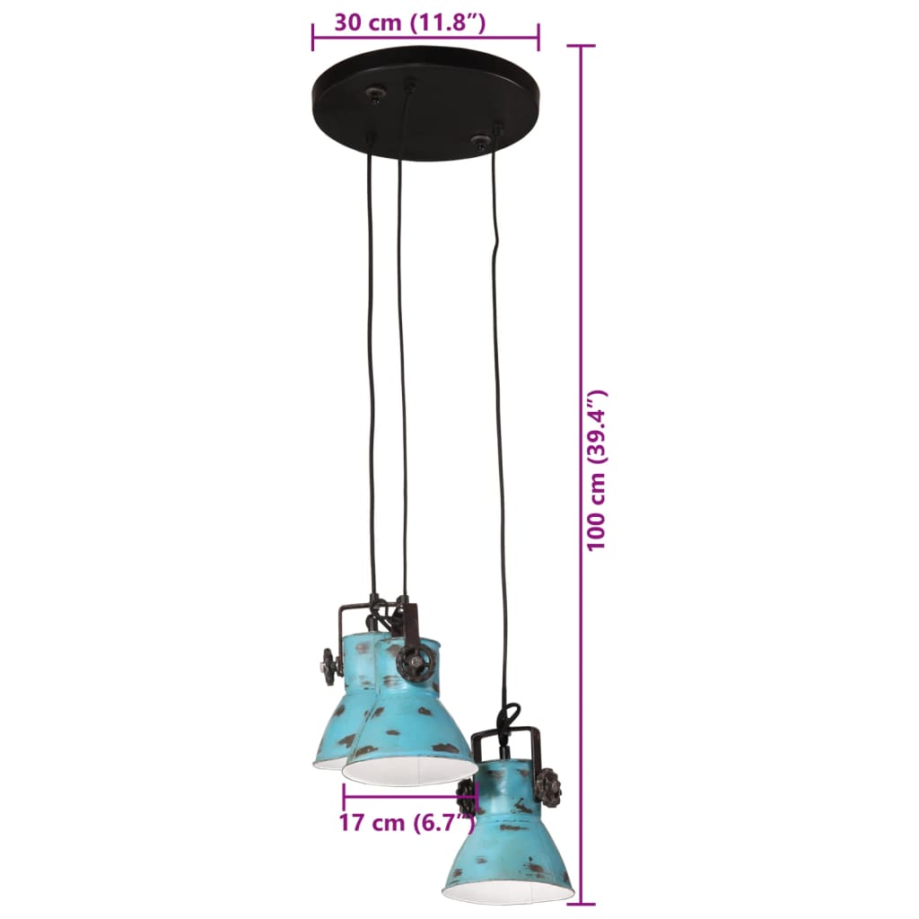 Lampada Pensile 25 W Blu Anticato 30x30x100 cm E27 - homemem39