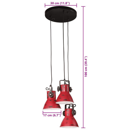 Lampada Pensile 25 W Rosso Anticato 30x30x100 cm E27 - homemem39