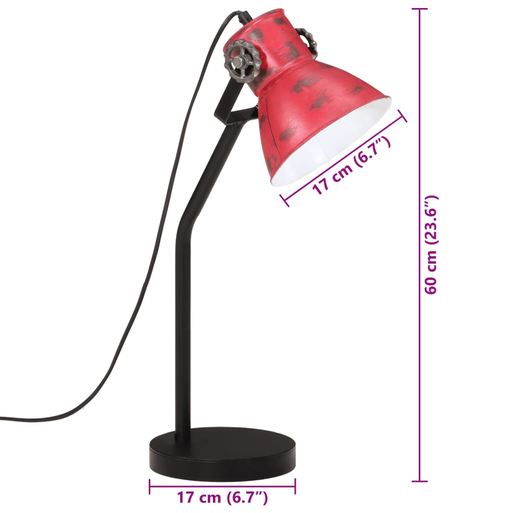 Lampada da Scrivania 25 W Rosso Anticato 17x17x60 cm E27 - homemem39