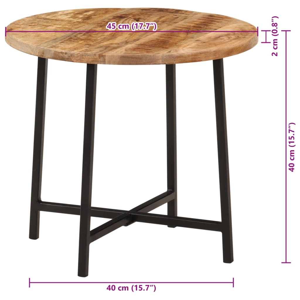 Tavolo da Salotto 45x45x40cm in Legno Massello di Mango e Ferro | homemem39