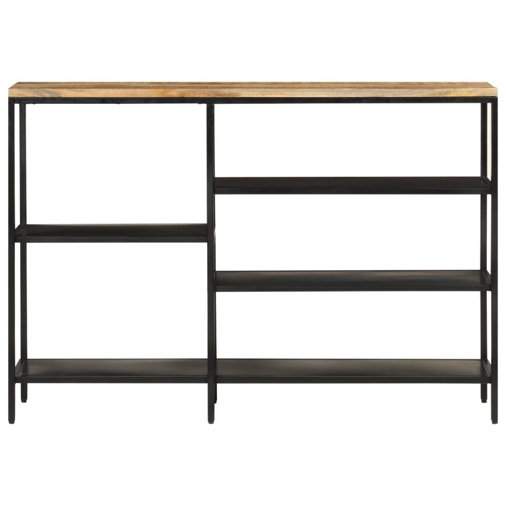 Tavolo Consolle 110x30x75cm Legno Massello Mango Grezzo e Ferro - homemem39