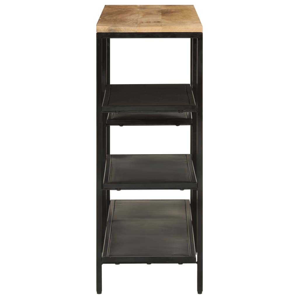 Tavolo Consolle 110x30x75cm Legno Massello Mango Grezzo e Ferro - homemem39