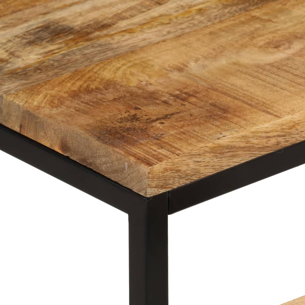 Tavolini a Incastro 3 pz Legno Massello di Mango Grezzo e Ferro | homemem39