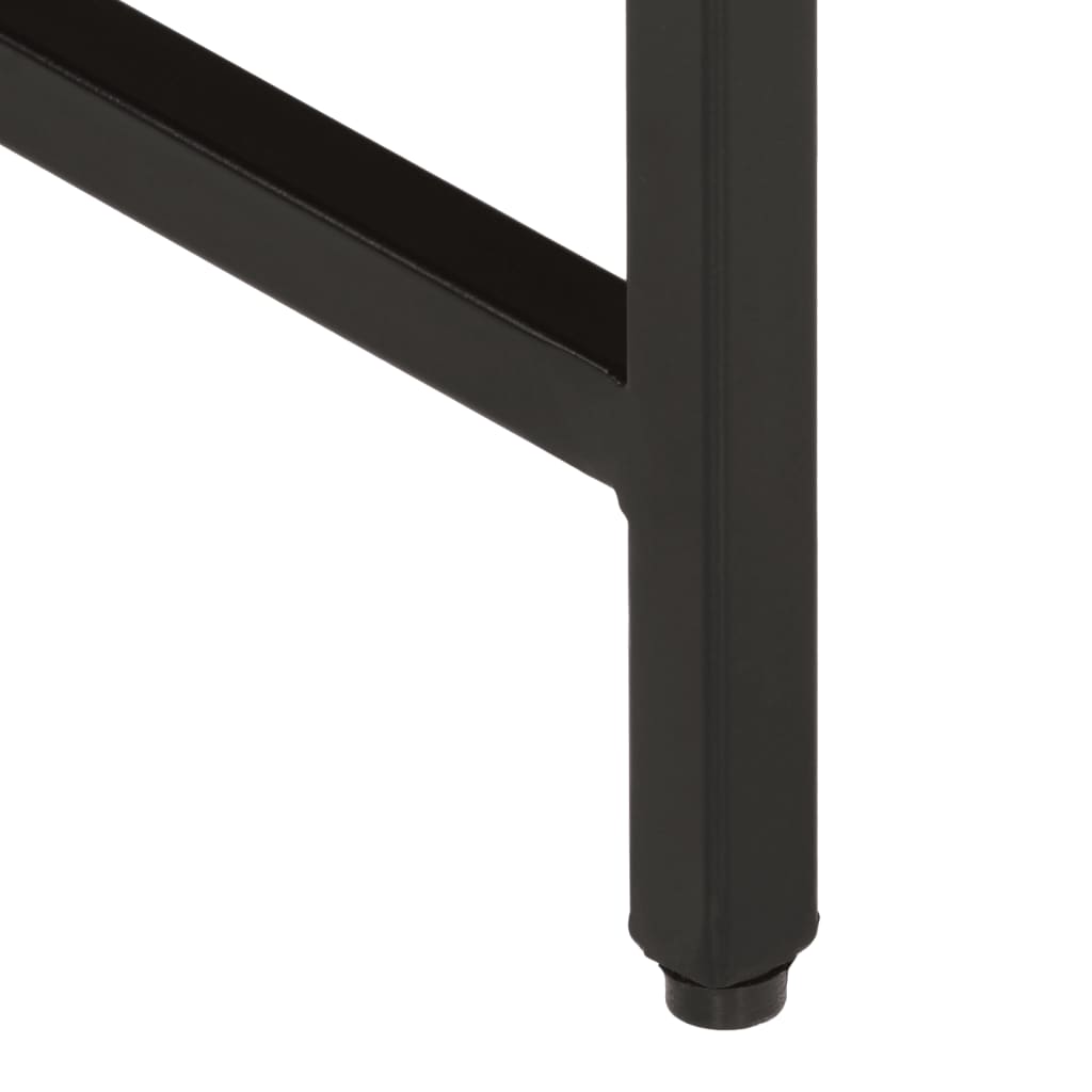 Tavolini a Incastro 3 pz Legno Massello di Mango Grezzo e Ferro - homemem39