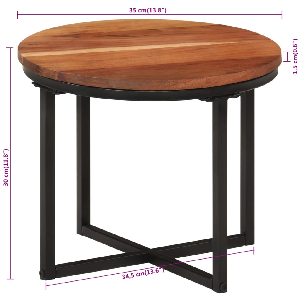 Tavolino Salotto 35x35x30cm in Legno Massello di Acacia e Ferro | homemem39