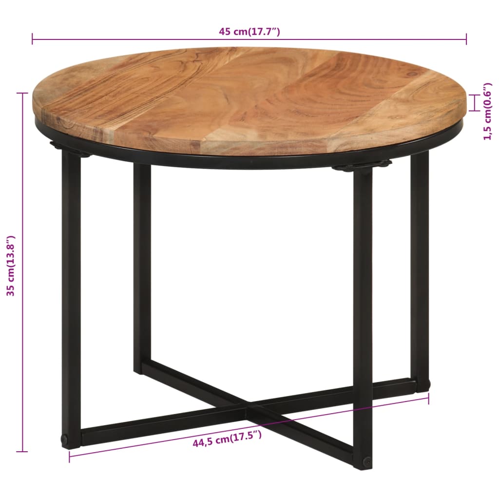 Tavolino Salotto 45x45x35cm in Legno Massello di Acacia e Ferro | homemem39