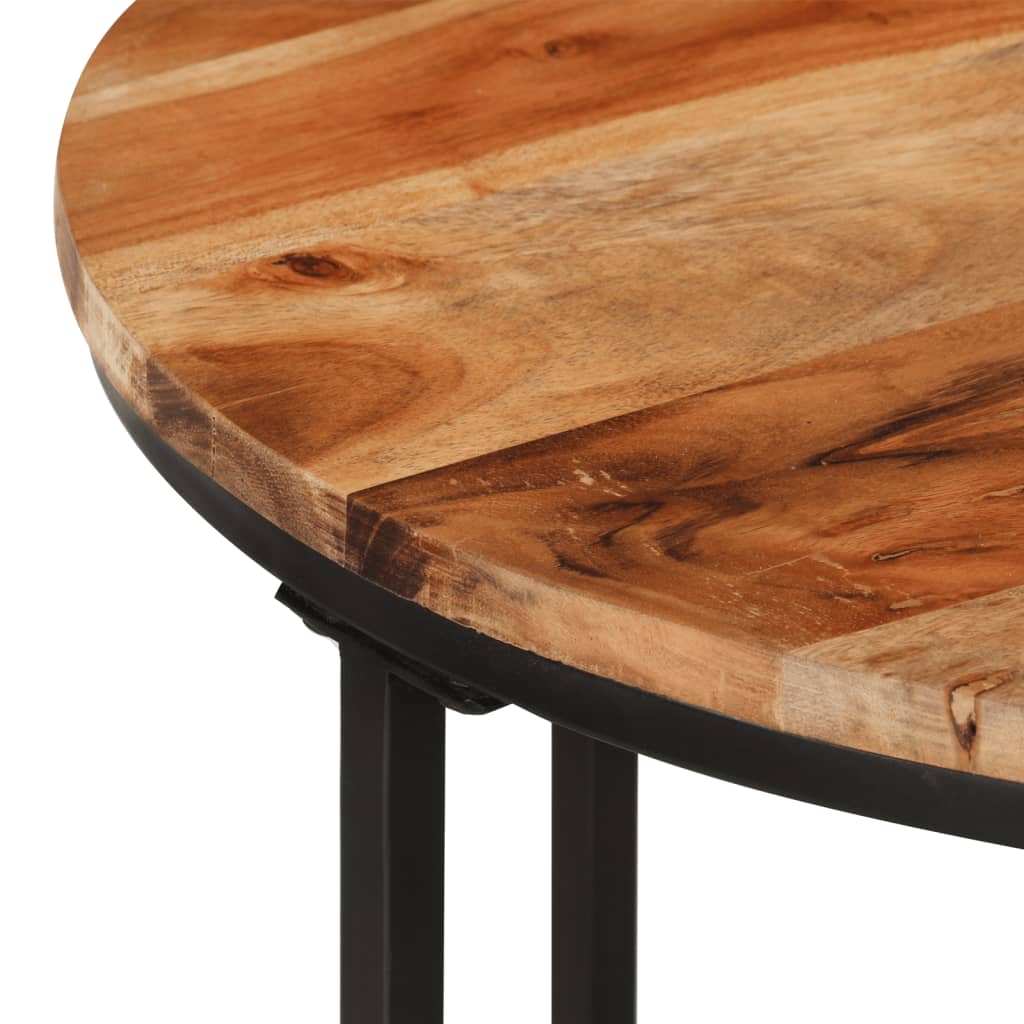 Tavolino Salotto 55x55x45cm in Legno Massello di Acacia e Ferro