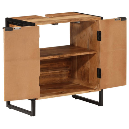 Mobile da Bagno 55x35x60 cm in Legno Massello di Acacia e Ferro | homemem39