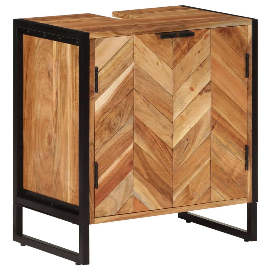 Mobile da Bagno 55x35x60 cm in Legno Massello di Acacia e Ferro | homemem39