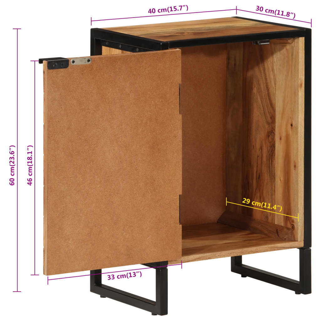 Mobile da Bagno 40x30x60 cm in Legno Massello di Acacia e Ferro | homemem39