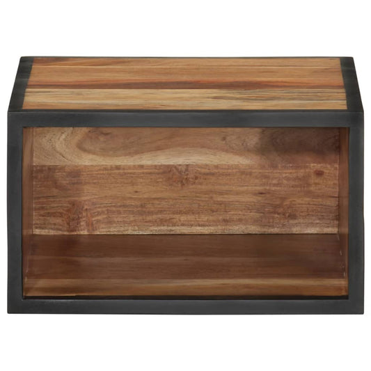 Comodino a Parete 35x35x20 cm in Legno Massello di Acacia - homemem39