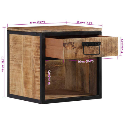 Comodino 40x35x40 cm in Legno Massello di Mango - homemem39