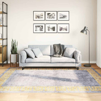Tappeto Lavabile Grigio e Oro 150x230 cm Antiscivolo