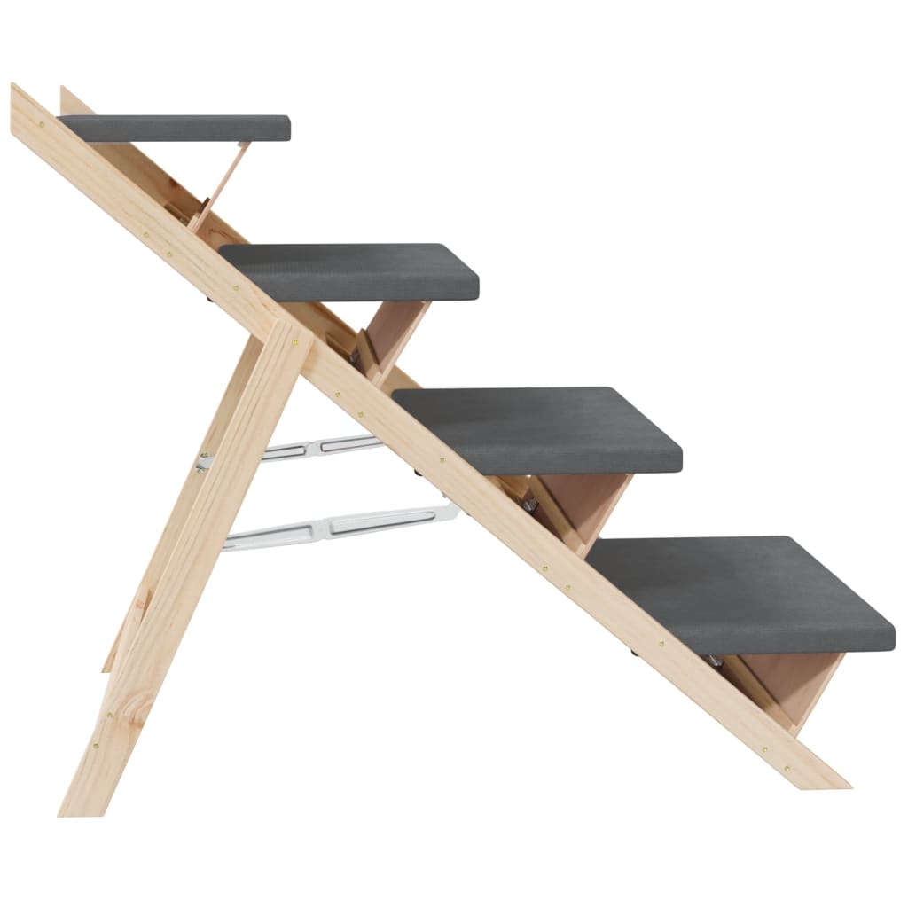 Scala per Cani Grigia 105x47 cm in Legno Massello di Abete | homemem39