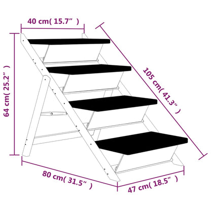 Scala per Cani Grigia 105x47 cm in Legno Massello di Abete | homemem39