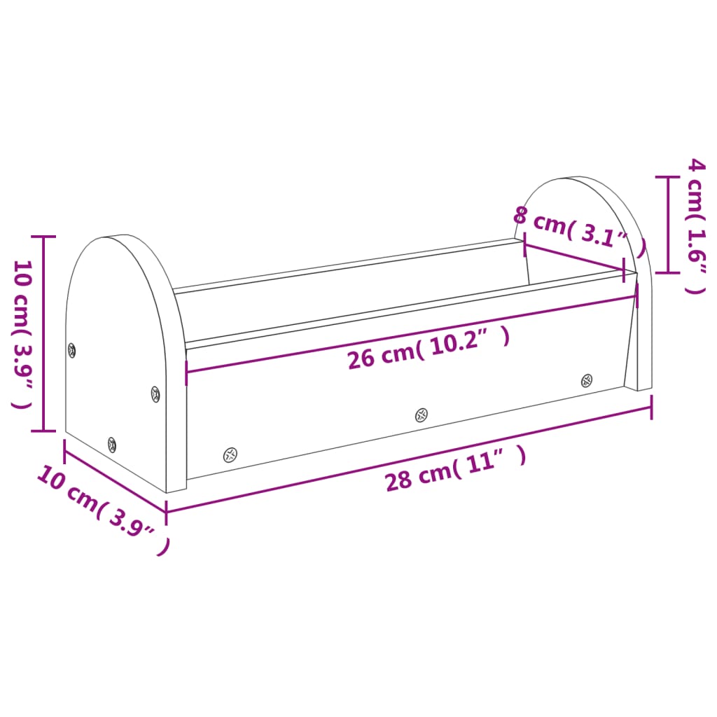 Mangiatoia per Conigli 28x10x10 cm in Legno Massello di Abete - homemem39