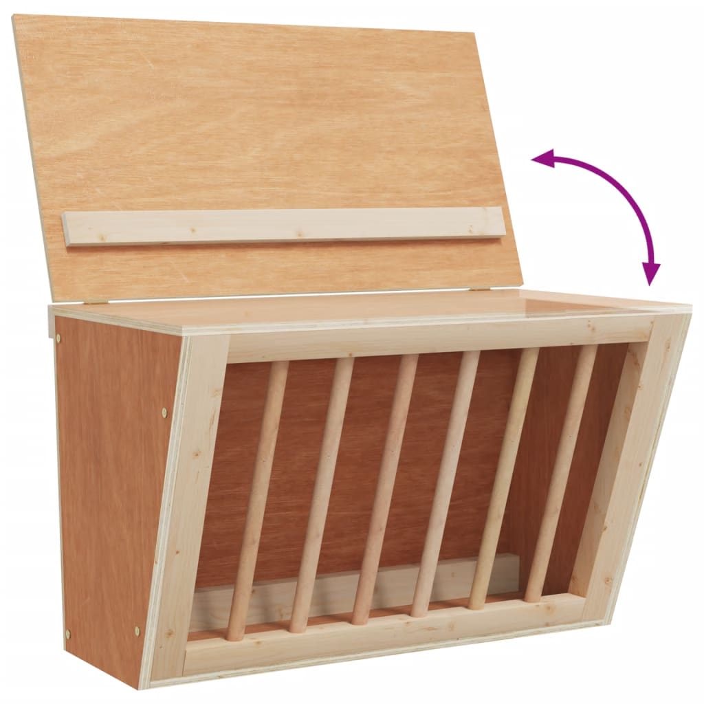 Mangiatoia per Conigli 37x18,5x23 cm in Legno Massello di Abete - homemem39