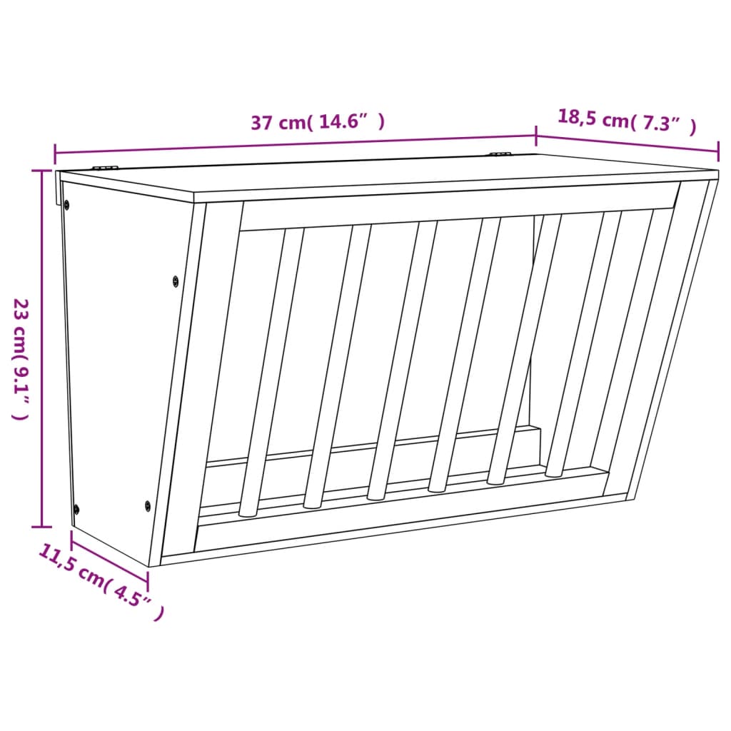 Mangiatoia per Conigli 37x18,5x23 cm in Legno Massello di Abete - homemem39