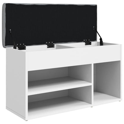 Panca Scarpiera Bianca 82x32x45,5 cm in Legno Massello | homemem39