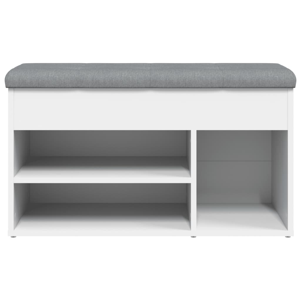 Panca Scarpiera Bianca 82x32x45,5 cm in Legno Massello | homemem39