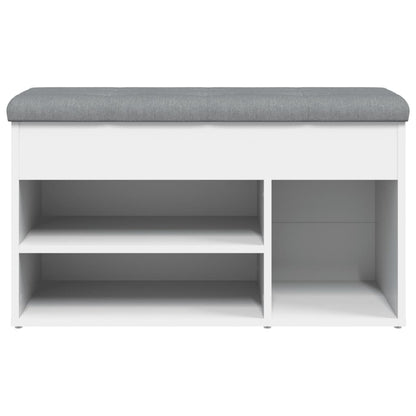 Panca Scarpiera Bianca 82x32x45,5 cm in Legno Massello | homemem39