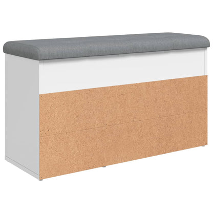 Panca Scarpiera Bianca 82x32x45,5 cm in Legno Massello | homemem39
