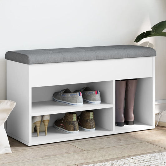 Panca Scarpiera Bianca 82x32x45,5 cm in Legno Massello