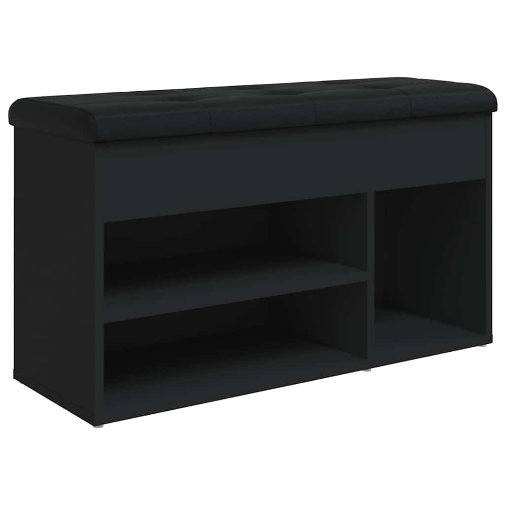 Panca Porta Scarpe Nera 82x32x45,5 cm in Legno Multistrato | homemem39