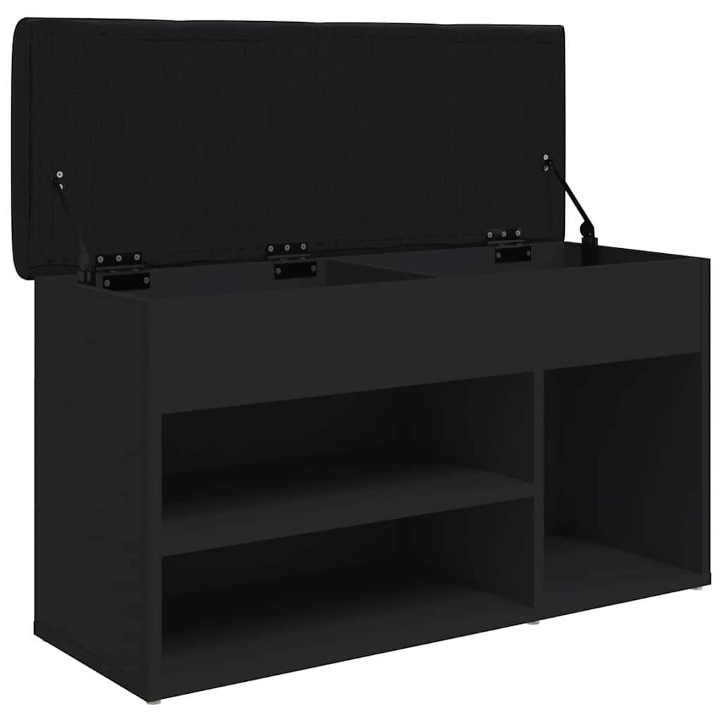 Panca Porta Scarpe Nera 82x32x45,5 cm in Legno Multistrato | homemem39