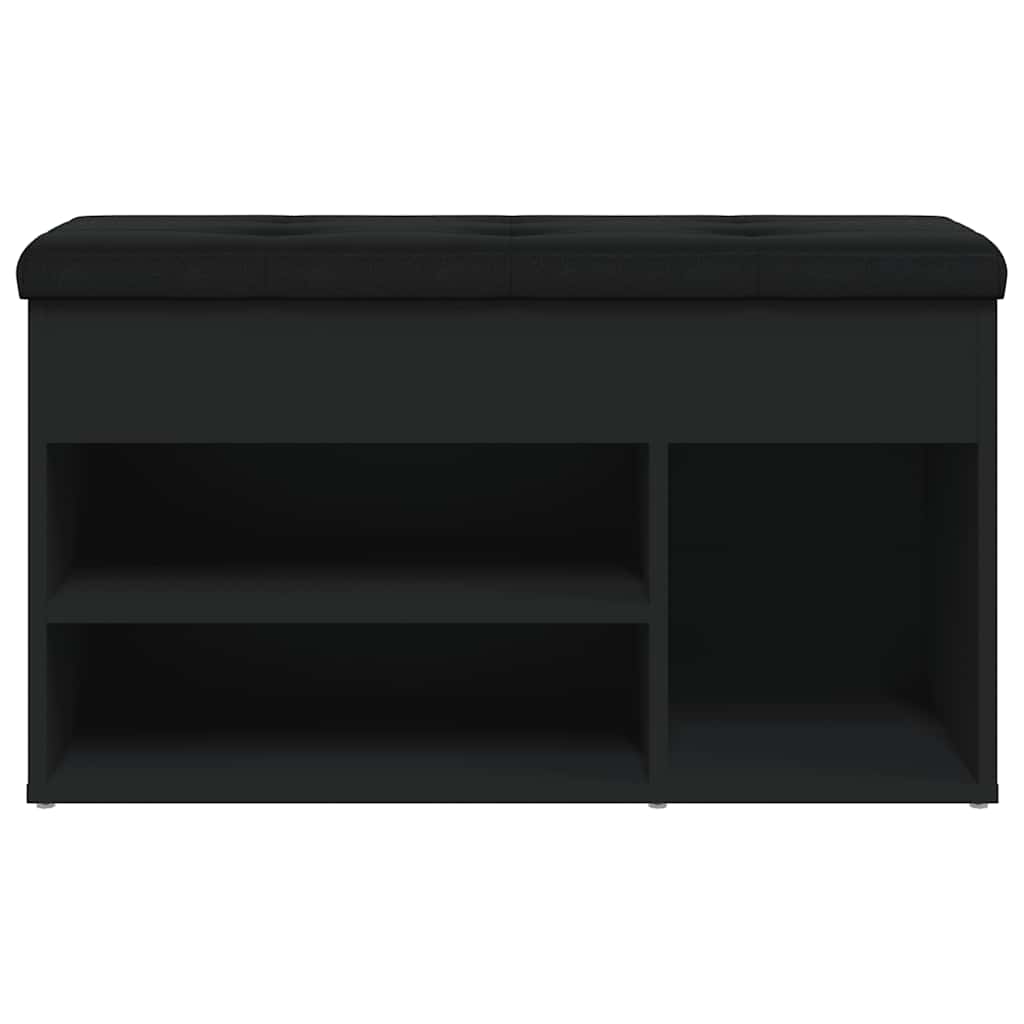 Panca Porta Scarpe Nera 82x32x45,5 cm in Legno Multistrato | homemem39