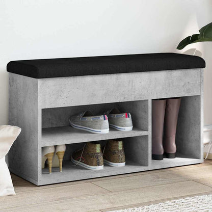 Panca per Scarpe Grigio Cemento 82x32x45,5cm Legno Multistrato | homemem39