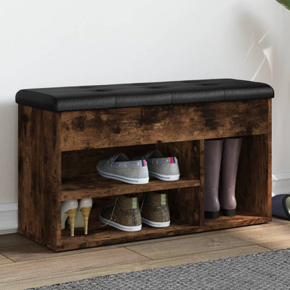 Panca Porta Scarpe Rovere Fumo 82x32x45,5 cm Legno Multistrato | homemem39