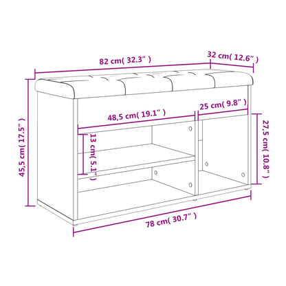 Panca Porta Scarpe Grigio Sonoma 82x32x45,5cm Legno Multistrato | homemem39