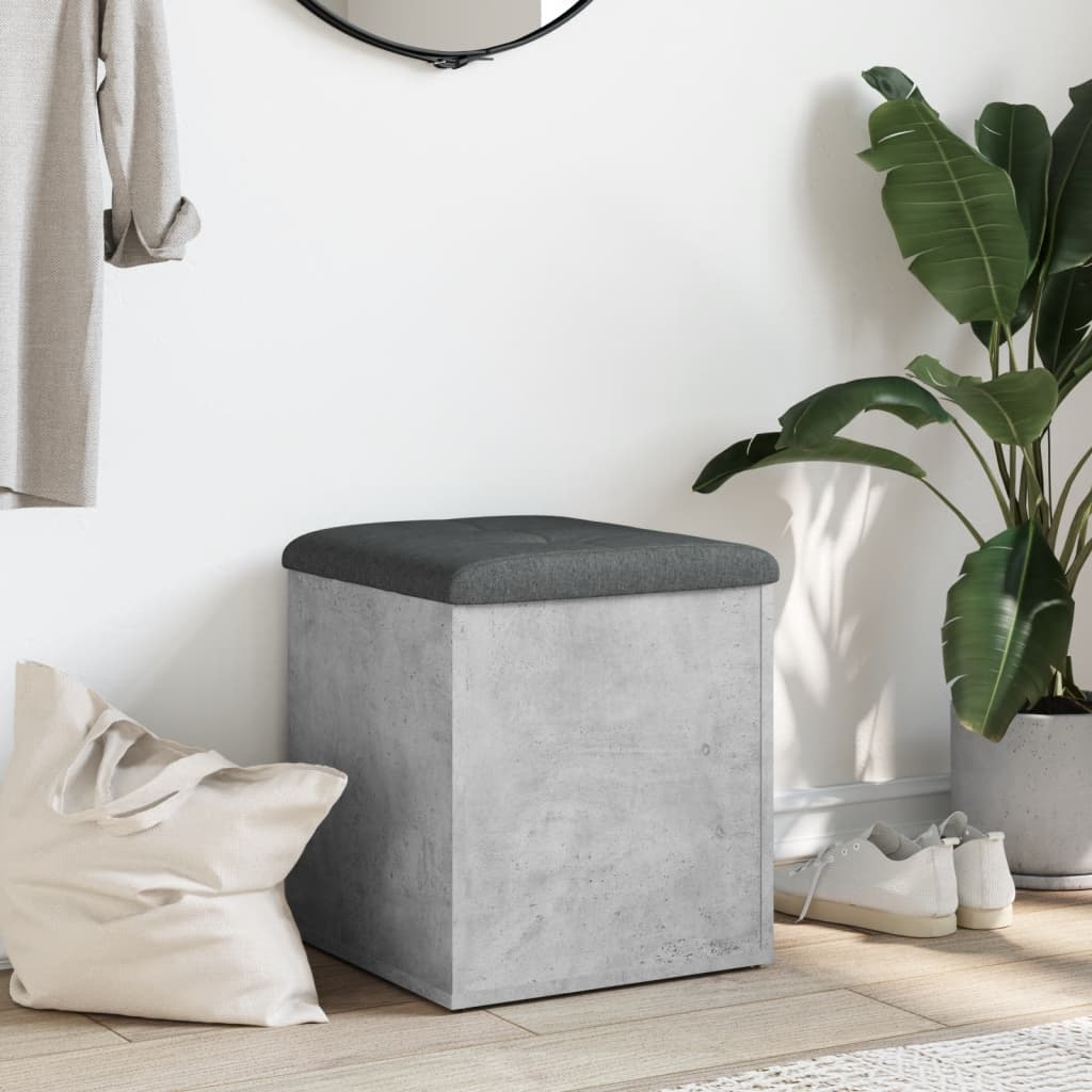 Panca Portaoggetti Grigio Cemento 42x42x45 cm Legno Multistrato - homemem39