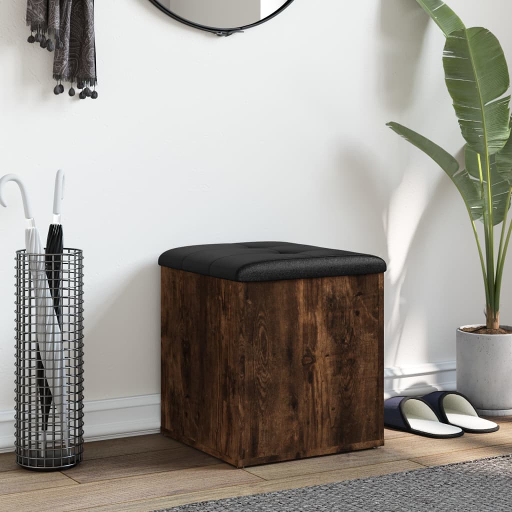 Panca Portaoggetti Rovere Fumo 42x42x45 cm Legno Multistrato | homemem39