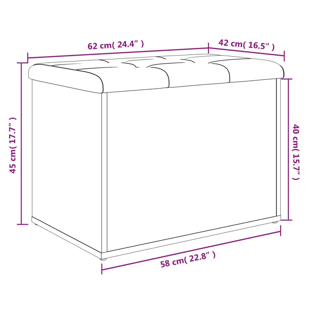 Panca contenitore bianca 62x42x45 cm in legno ingegnerizzato | homemem39