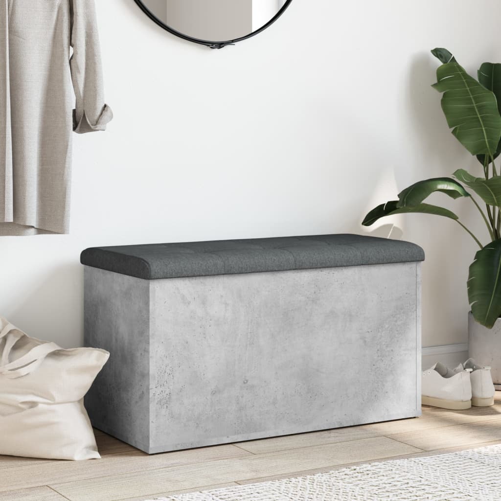Panca Portaoggetti Grigio Cemento 82x42x45 cm Legno Multistrato | homemem39