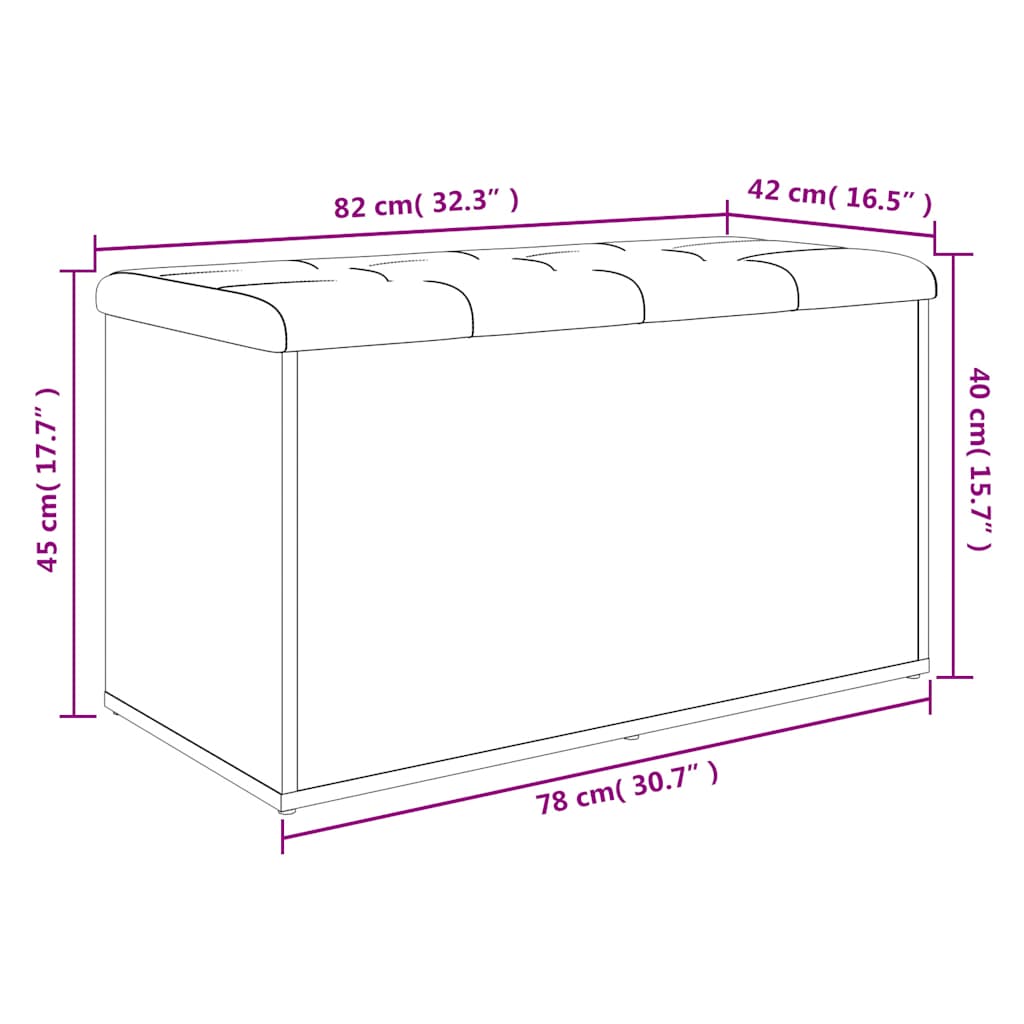 Panca Portaoggetti Grigio Cemento 82x42x45 cm Legno Multistrato | homemem39
