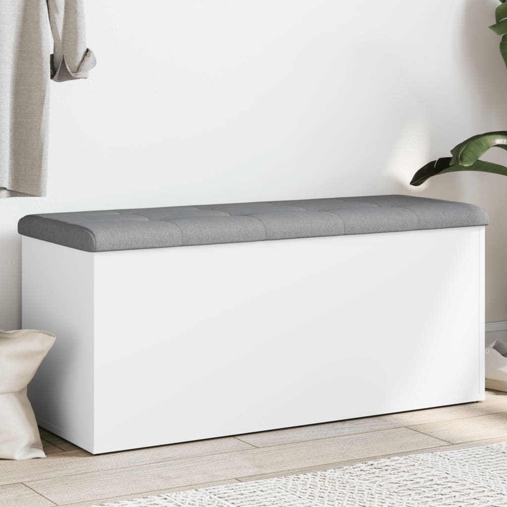 Panca contenitore bianca 102x42x45 cm in legno ingegnerizzato