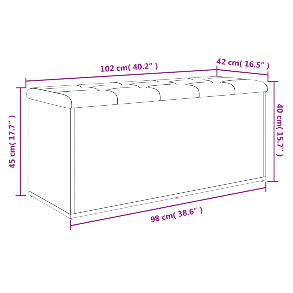 Panca Portaoggetti Grigio Sonoma 102x42x45 cm Legno Multistrato | homemem39