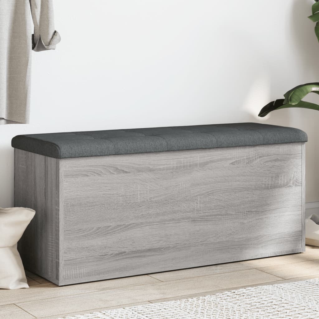 Panca Portaoggetti Grigio Sonoma 102x42x45 cm Legno Multistrato | homemem39
