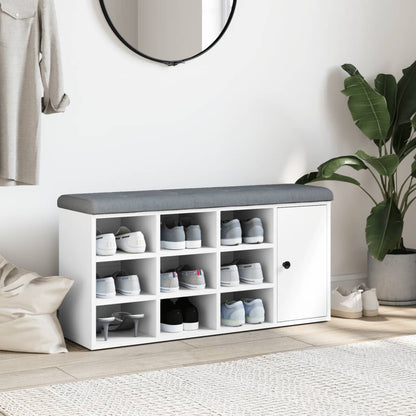 Panca Porta Scarpe Bianca 102x32x50 cm in Legno Multistrato - homemem39