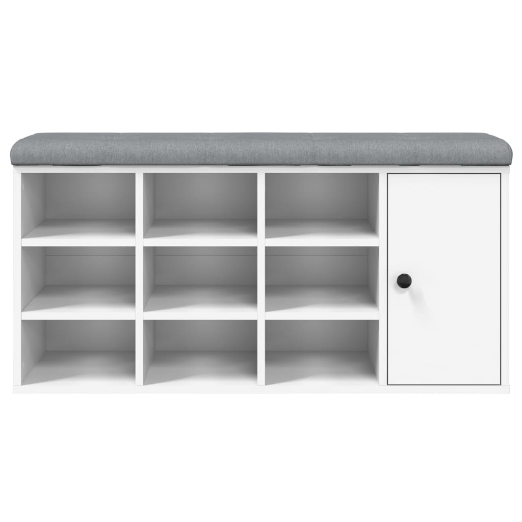 Panca Porta Scarpe Bianca 102x32x50 cm in Legno Multistrato - homemem39