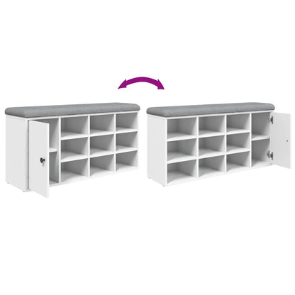 Panca Porta Scarpe Bianca 102x32x50 cm in Legno Multistrato - homemem39