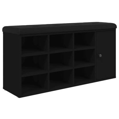 Panca Porta Scarpe Nera 102x32x50 cm in Legno Multistrato - homemem39