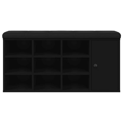 Panca Porta Scarpe Nera 102x32x50 cm in Legno Multistrato - homemem39