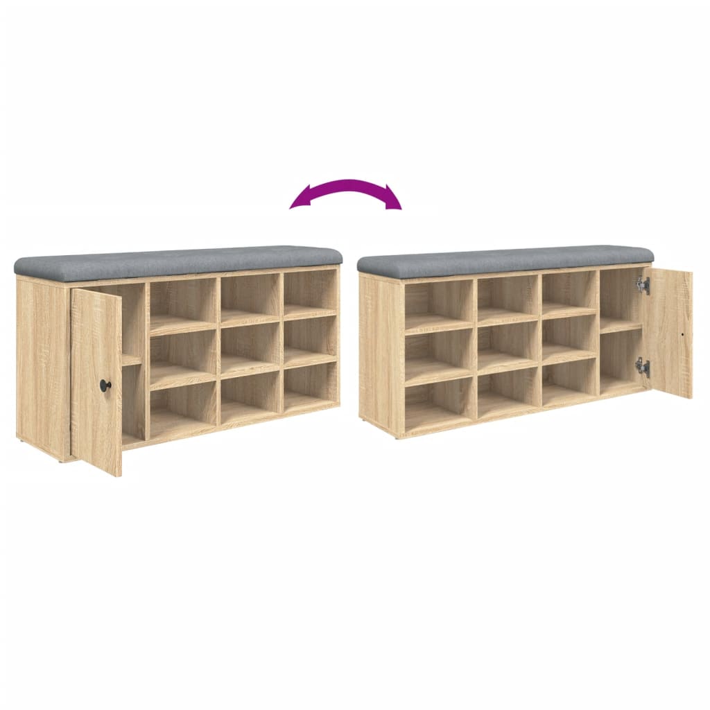 Panca Porta Scarpe Rovere Sonoma 102x32x50 cm Legno Multistrato | homemem39