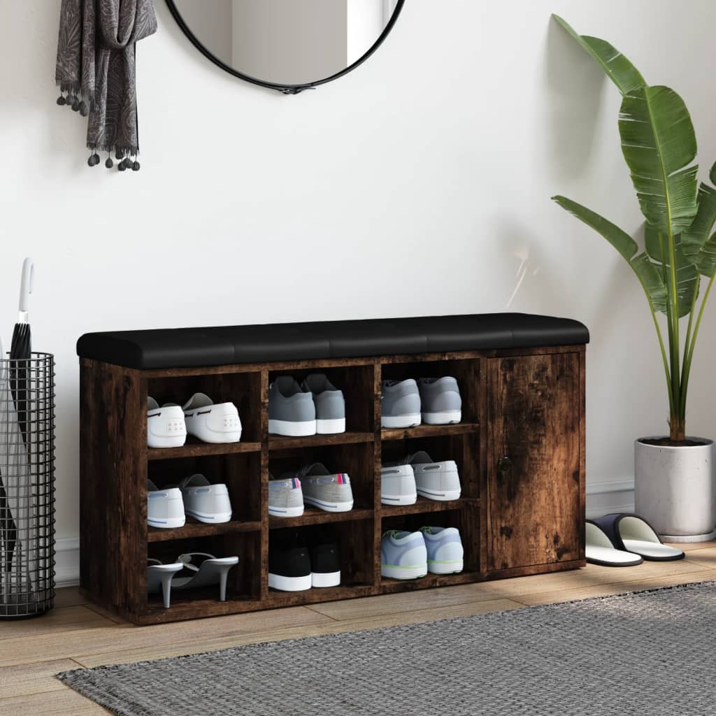 Panca Porta Scarpe Rovere Fumo 102x32x50 cm Legno Multistrato - homemem39