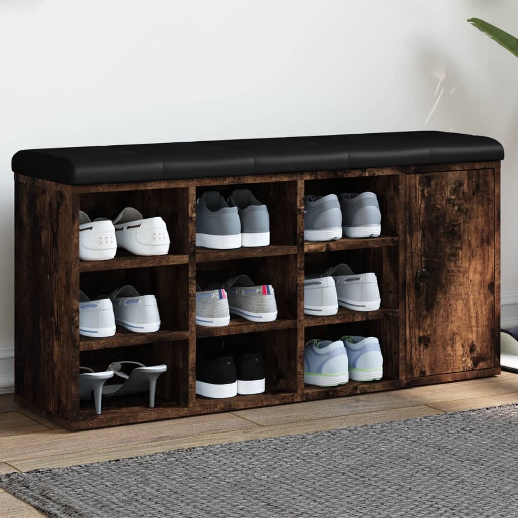 Panca Porta Scarpe Rovere Fumo 102x32x50 cm Legno Multistrato - homemem39